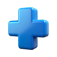 Obraz premium Clean Glossy Plastic 3D Medical Cross Icon for Healthcare Apps