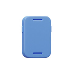 A simple three-dimensional rendering of a modern mobile communication device in a vibrant blue color.