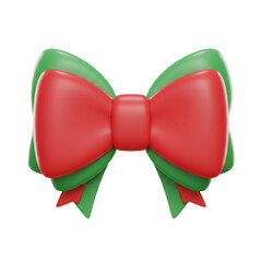A festive layered bow rendered in vibrant red and green hues perfect for holiday celebrations and cheerful decorative purposes.
