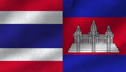Thailand and Cambodia flags side by side