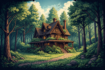 An image of a Secluded Cabin in a Misty Forest