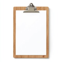 Wooden clipboard with blank white paper (5)