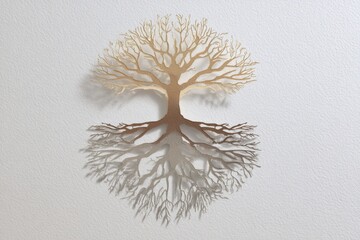 Intricate Paper Cut Tree Design with Roots and Branches Shadow Art