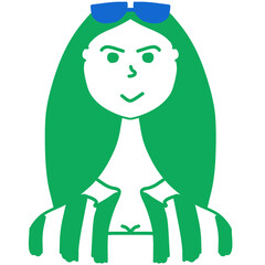 Minimalist cartoon drawing of a person in green and blue.