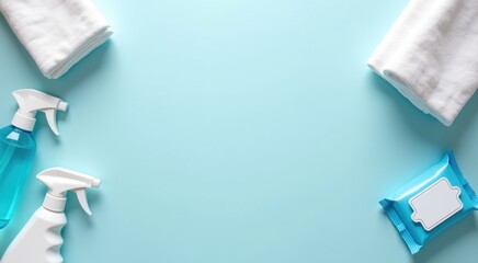 A close up of a bottle of cleaning products next to a towel