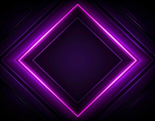 Fototapeta premium Abstract dark background with geometric shapes, glowing neon purple and pink edges, high-tech futuristic aesthetic, cyber style, ultra HD