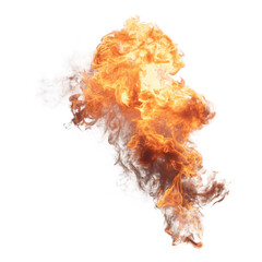 Small flame and rising smoke effect over clean white, isolated on transparent background