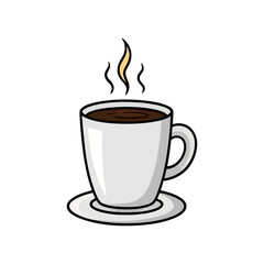 Obraz premium Steaming hot coffee mug icon vector illustration for cafe beverage break