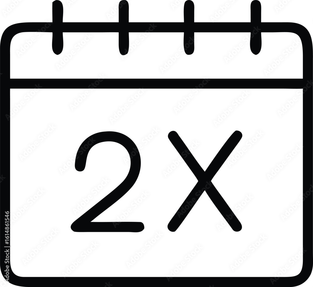 Poster calendar icon with 2x notation date schedule
