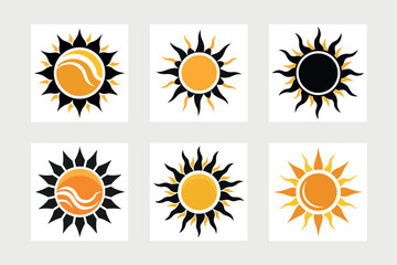 Fototapeta premium A set of sun icon vector art illustration.