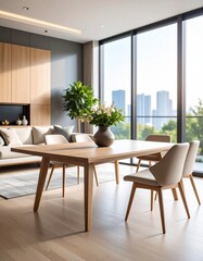 modern living room with flowers