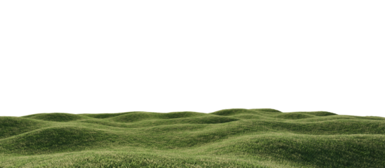 Hills with grass on a transparent background. 3D rendering.	
