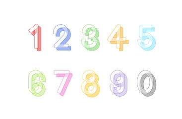 パステルカラーのシンプルな数字セット