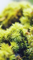 Close up of vibrant green moss growth