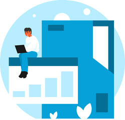 Financial analytics concept with charts, graphs, reports, and data analysis tools representing business performance, investment tracking, and economic insights – flat modern vector illustration