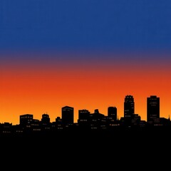 Naklejka premium Silhouette of a city skyline at sunset.