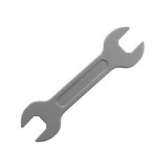 A simple gray wrench tool angled slightly, representing repair, construction, and the essential elements of fixing things.