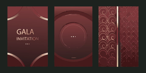 Elegant Burgundy and Gold Invitation Design Set for Formal Events