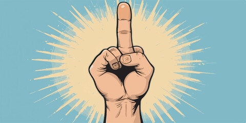 Bold and expressive vector illustration of a hand showing the middle finger in a comic style
