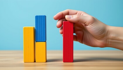 Colorful Block Structure with Reaching Hand