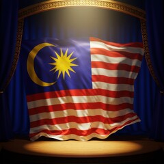 Majestic Malaysian Flag on Stage: A Symbol of National Pride and Identity