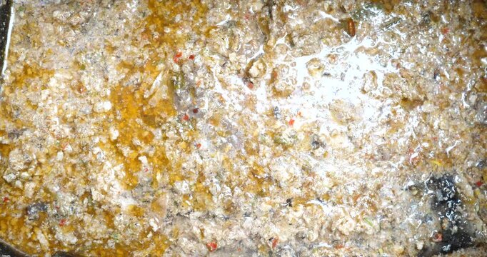 Grease trap plastic box with fatty water floating,fats oils and grease.Concept waste water treatment