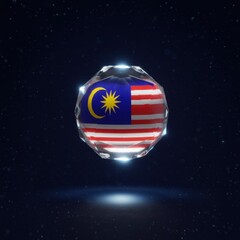 Malaysia Flag in a Crystal Sphere: A Stunning 3D Render of Malaysian Patriotism