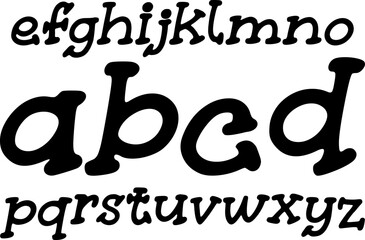 Lowercase handwritten letters a to z in a bold, rounded, and playful font. Great for kids' projects, fun typography, and creative graphic design.