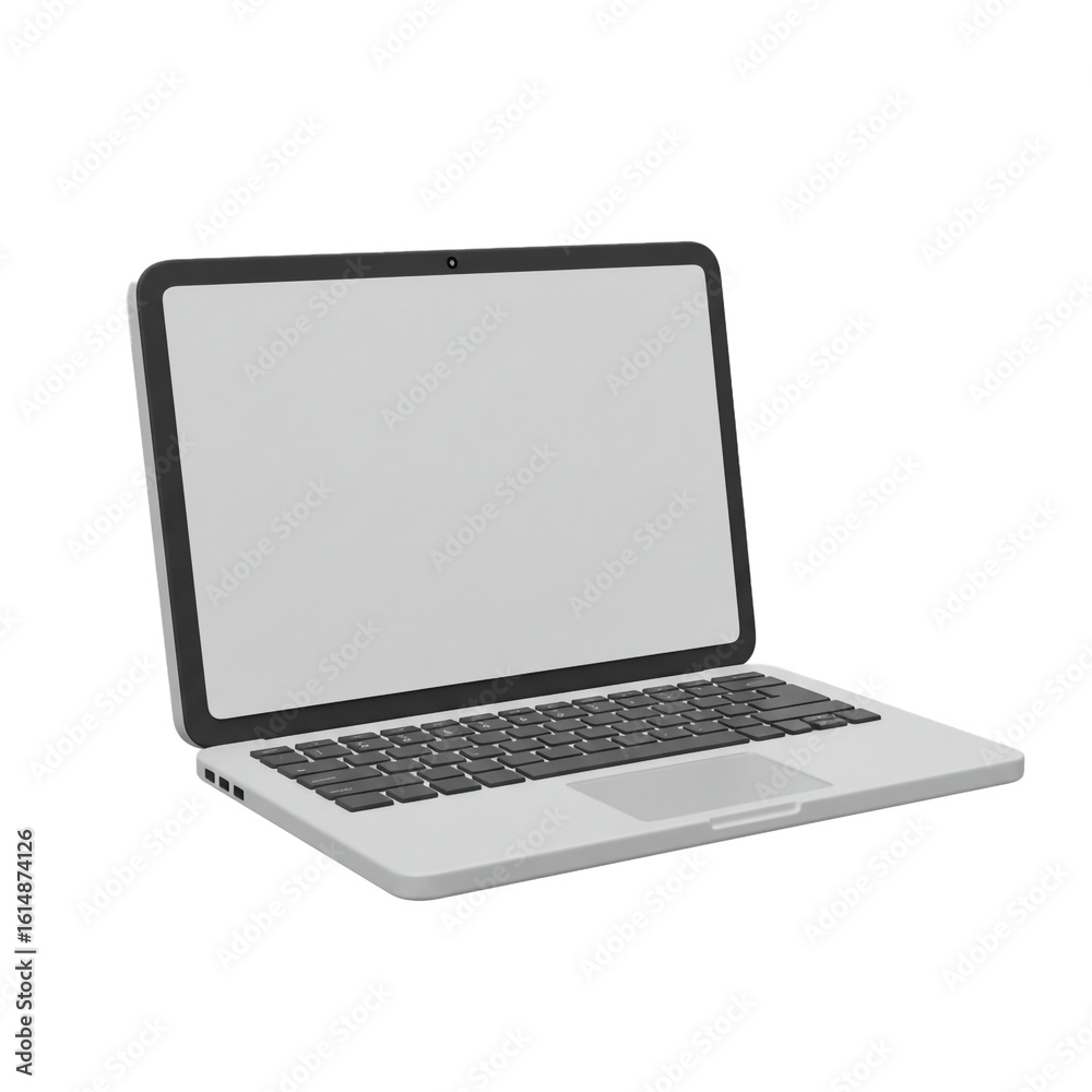 Wall mural a modern portable computer with an open screen and keyboard angled slightly for a user-friendly pers