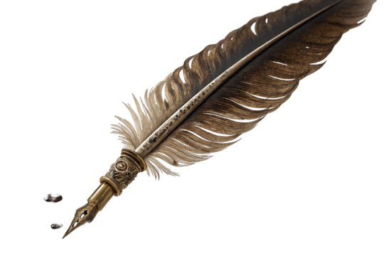 Elegant old fashioned quill pen with ornate feather design for writing enthusiasts and collectors