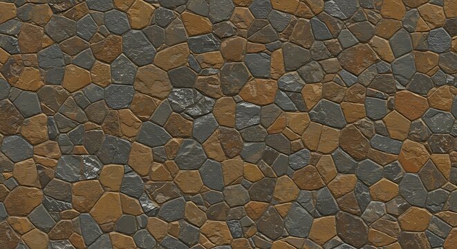 Seamless brown and grey cobblestone wall texture for background design and architecture