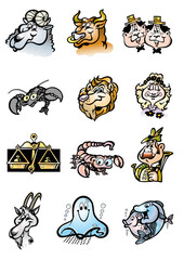 Graphic collection of the 12 zodiac signs