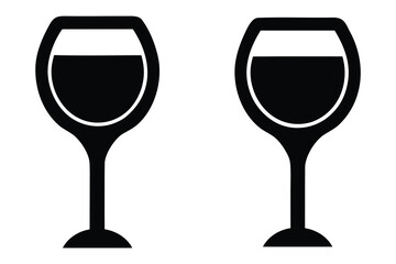 Simple black wine glass vector icons. Ideal for bar, wine menu, drink logos, celebration, and restaurant UI design.