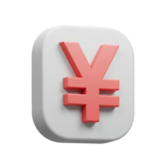 Obraz premium A three-dimensional rendering of the Japanese Yen currency symbol displayed on a rounded rectangular shape.