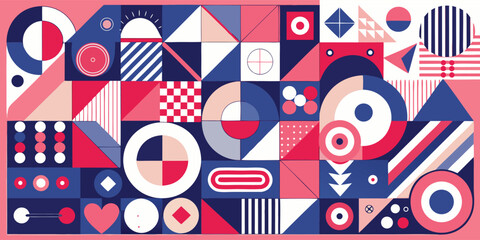 Obraz premium red and black geometric pattern featuring various shapes arranged in a visually striking design..eps