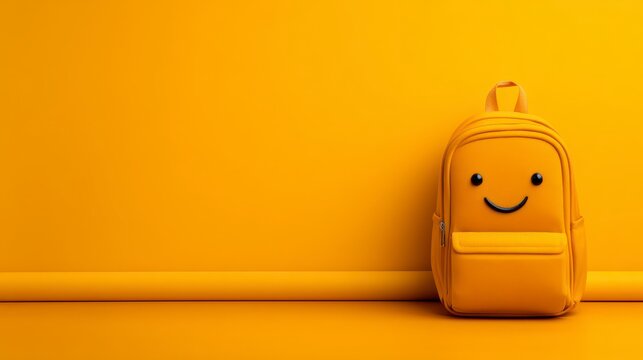 Cartable fus?e heureux et souriant pour la rentr?e scolaire espace vide pour du texte. Delightful rocket backpack for school a cheerful design with ample space for personalized