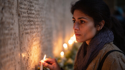 A Moment of Remembrance: Reflecting on Loss and Honor at a Memorial Site with Candles and Emotional Depth