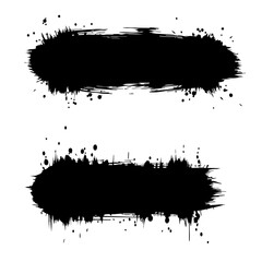 Abstract Black Brushstroke on White Background – Bold Textured Paint Splash Design

