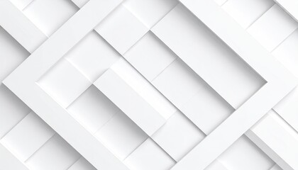 Fototapeta premium Elevated Geometric White Paper Sculpture in Flat Style against White Background