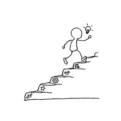 Fototapeta premium Minimalist Black & White Hand-Drawn Steps Illustration – Progress, Learning & Achievement Ink Sketch