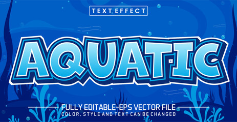 Aquatic font Text effect editable