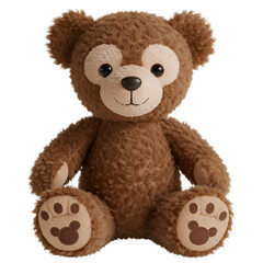 Brown teddy bear plush toy with cute friendly animated expression