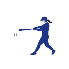 Obraz premium An energetic silhouette of a female batter striking a baseball with precision and strength on the field.