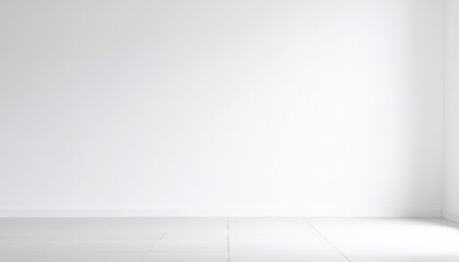 Obraz premium Minimalist Interior Space with Empty White Wall and Floor Surface under Soft Lighting