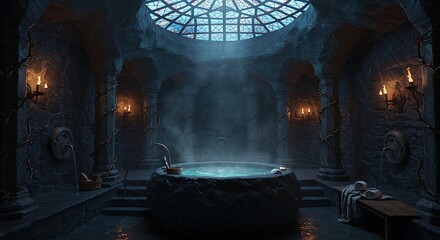 Step into this ancient, mystical spa retreat, a tranquil oasis for ultimate relaxation and rejuvenation.