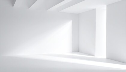 Obraz premium Minimalist White Interior Space with Geometric Shapes and Shadow Play