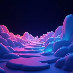 Obraz premium Undulating landscape glowing neon abstract background