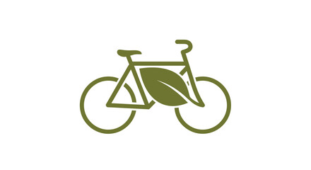 Fototapeta premium Environmental Bicycle Logo with Leaf Icon Representing Eco-Friendly Transportation