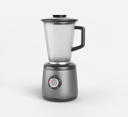 3d blender, mixer for smoothie, juice and shakes. Kitchen electric appliance for chopper food, blend drink, mousse and crush ice. Realistic render icon of juicer with empty glass jar. 3D illustration