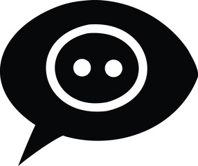 Fototapeta premium Minimalist black and white speech bubble icon featuring a simple smiley face with two dots and a circle